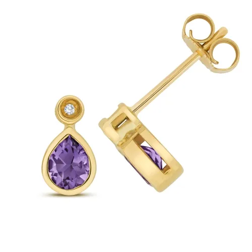 Diamond and Amethyst Studs